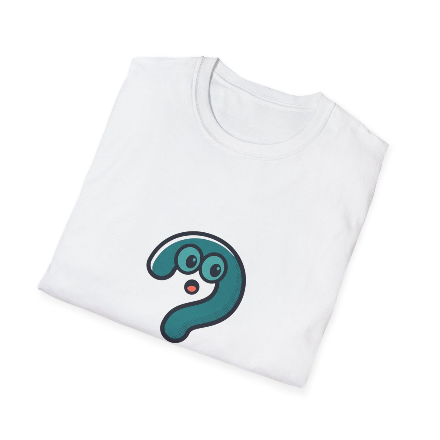 Confused Question Mark Character T-Shirt | Funny “Huh?” Cartoon Graphic Tee, Silly Expression Humor Shirt