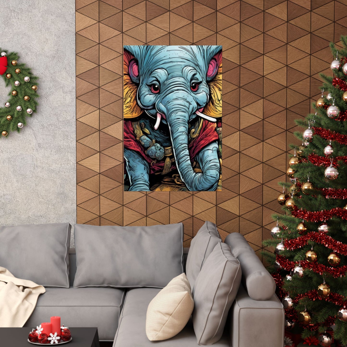 Colorful Elephant Garden Parade Wildlife Wall Art Poster