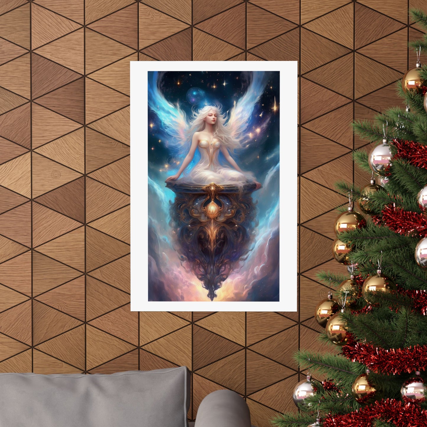 Celestial Winged Meditation Fantasy Portrait Poster