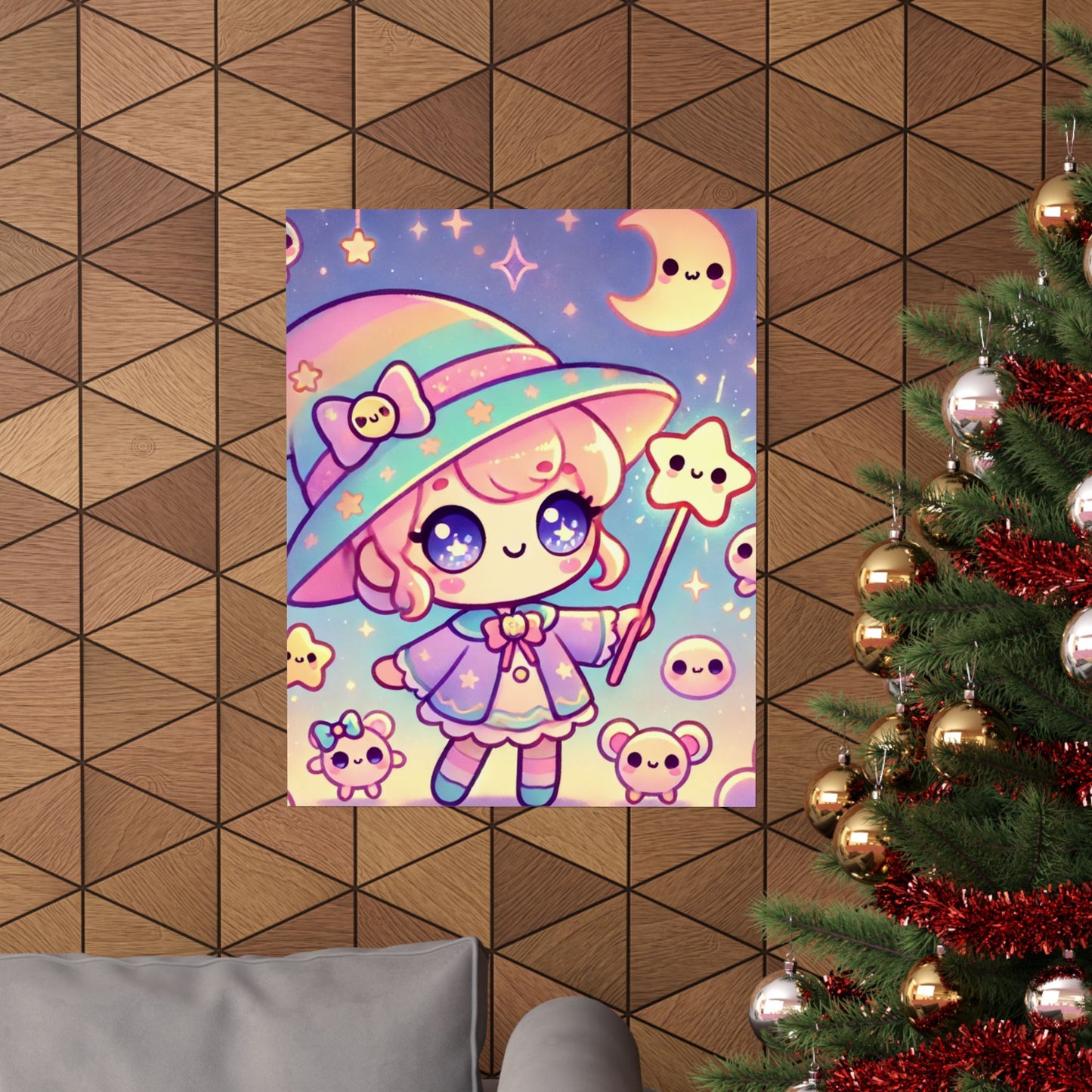 Kawaii Moon Wand Pastel Fantasy Wall Art Poster