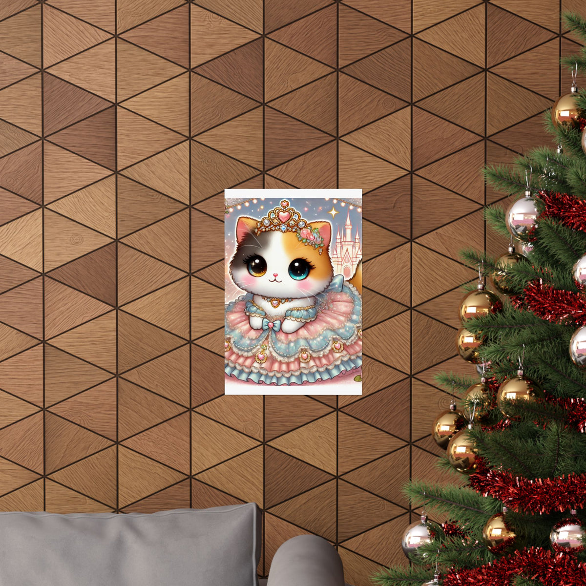 Pastel Princess Calico Cat Fantasy Wall Art Poster
