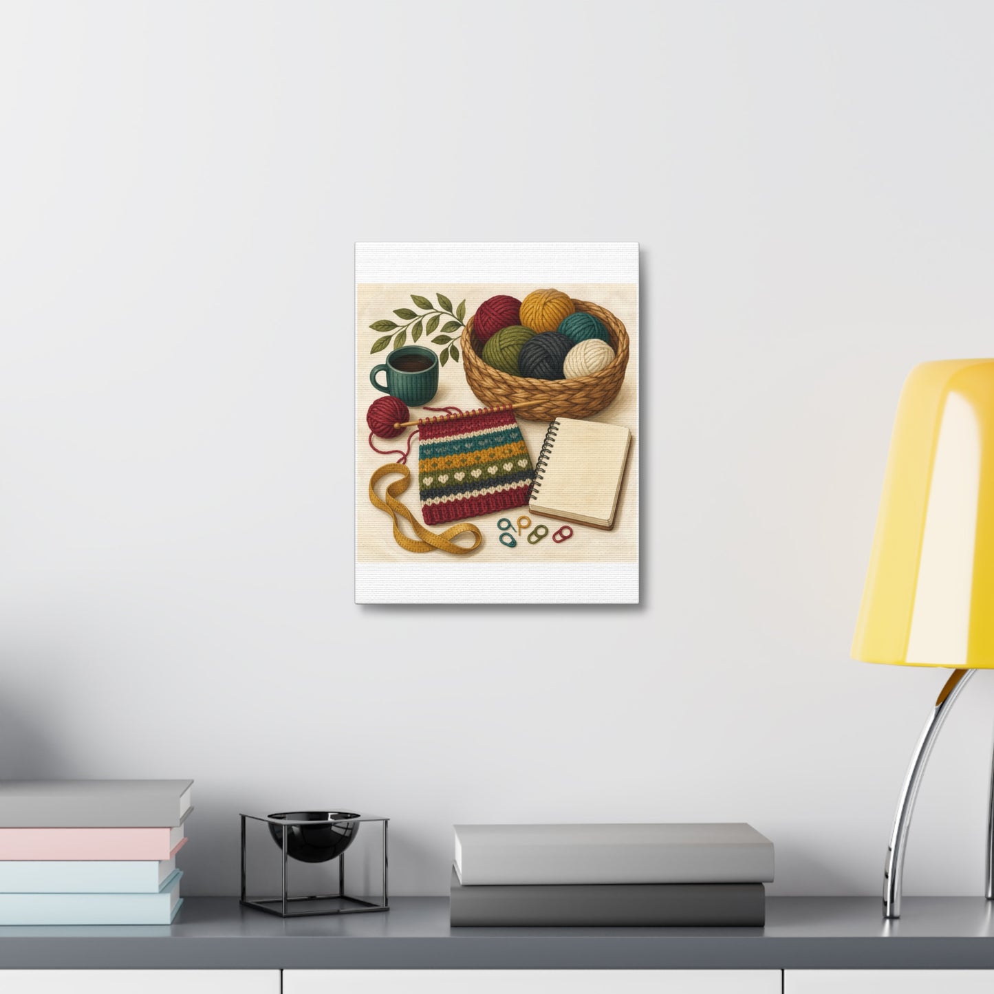 Cozy Knitting and Yarn Hobby Art Canvas Art