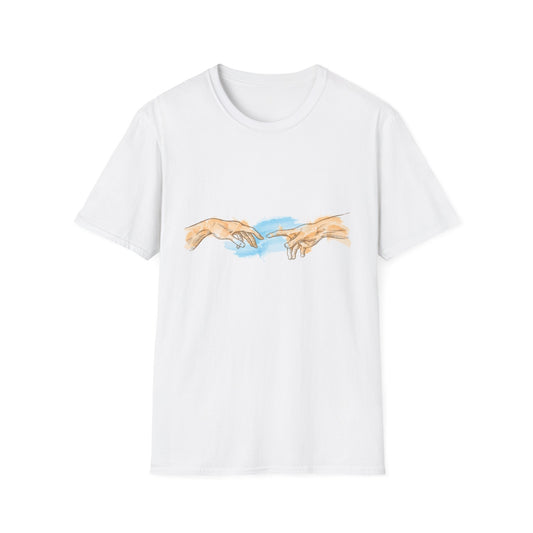 Creation of Adam Hands Graphic T-Shirt Michelangelo Inspired Art Tee Minimal Renaissance Aesthetic Inspired Unisex Shirt