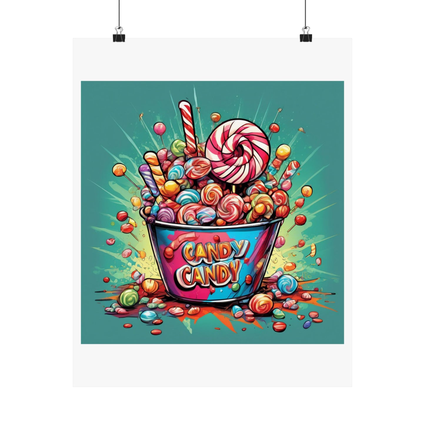 Holiday Candy Bucket Sweets Gift Art Poster