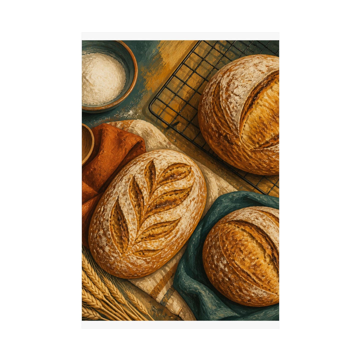 Artisan Bread Baking Still Life Poster