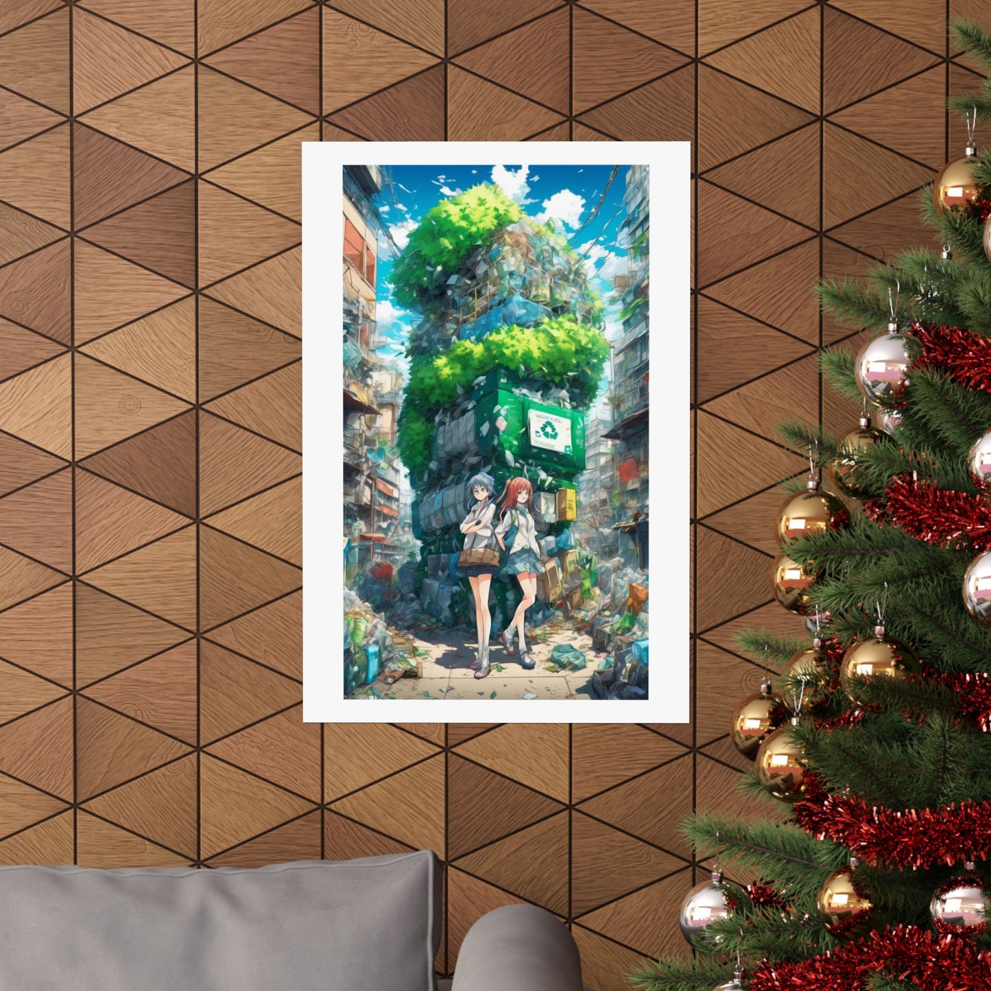 Urban Recycling Anime Friends Green City Wall Poster
