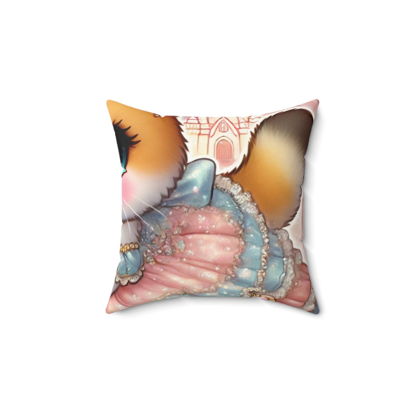Pastel Princess Calico Cat Fantasy Decorative Pillow