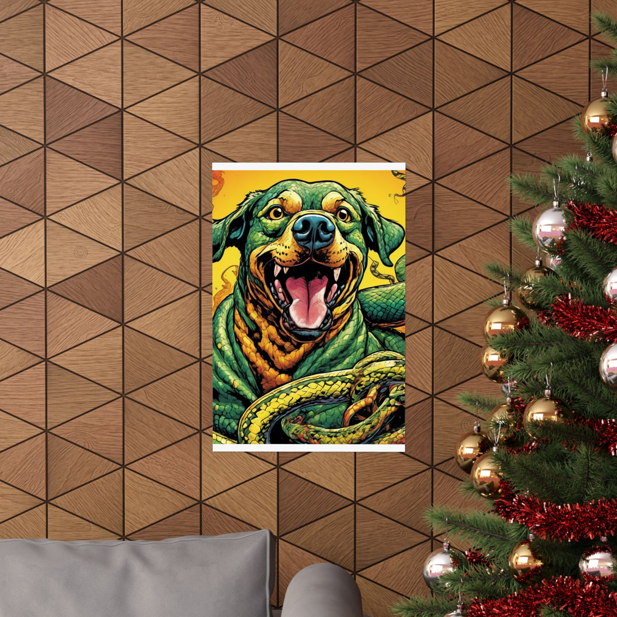 Surreal Serpent Hound Dark Fantasy Wall Art Poster
