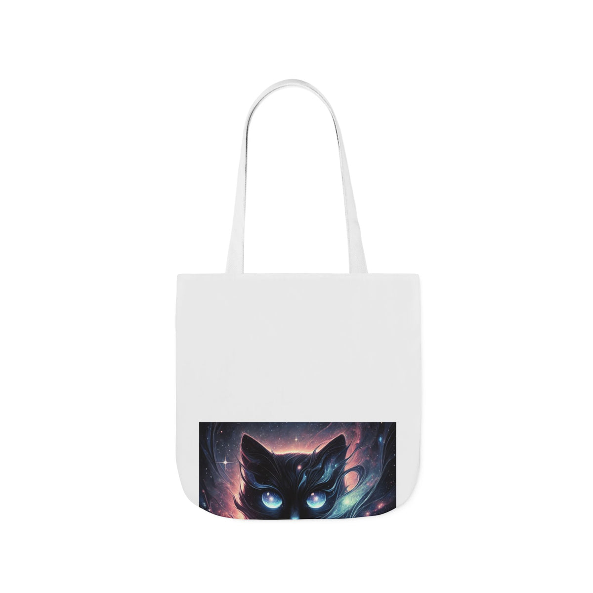 Cosmic Black Cat Galaxy Celestial Canvas Tote Bag