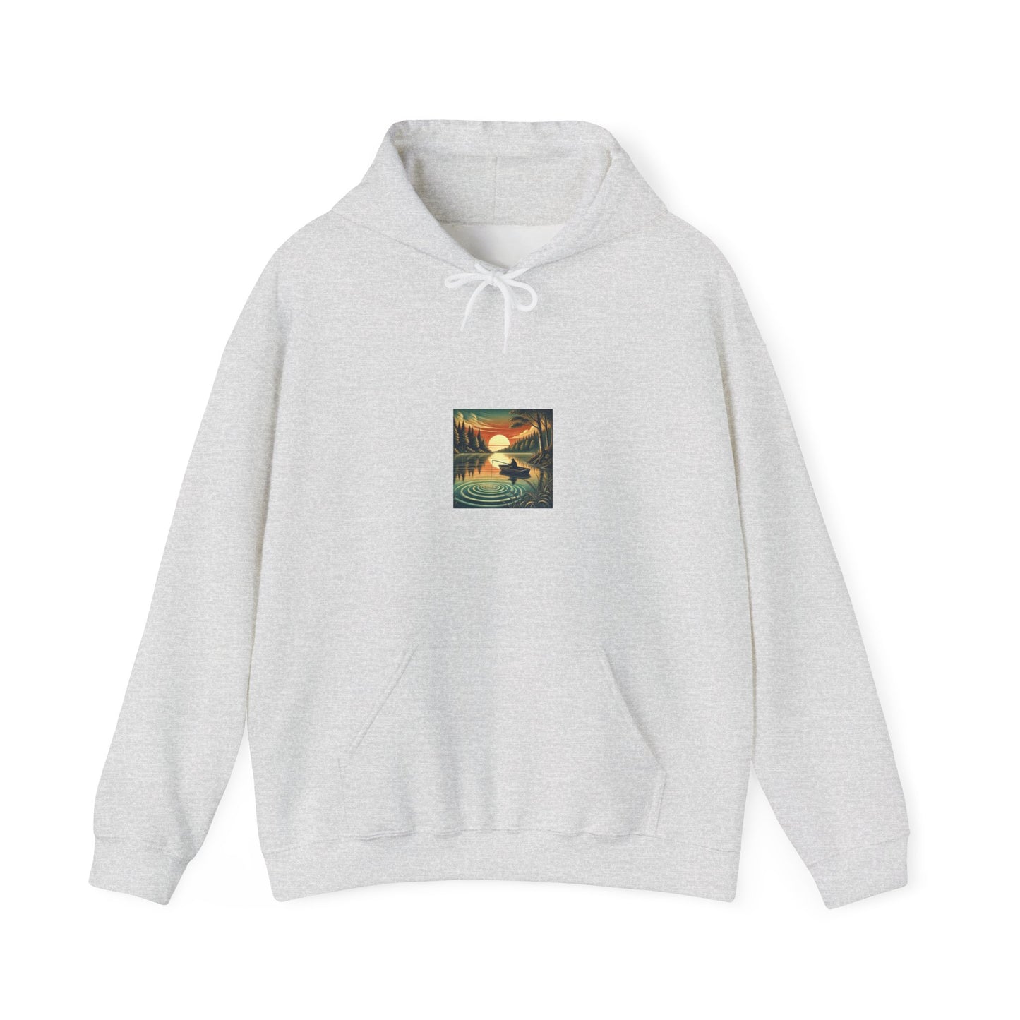 Sunset Lake Fishing Retreat Outdoors Graphic Hoodie for Anglers Gift