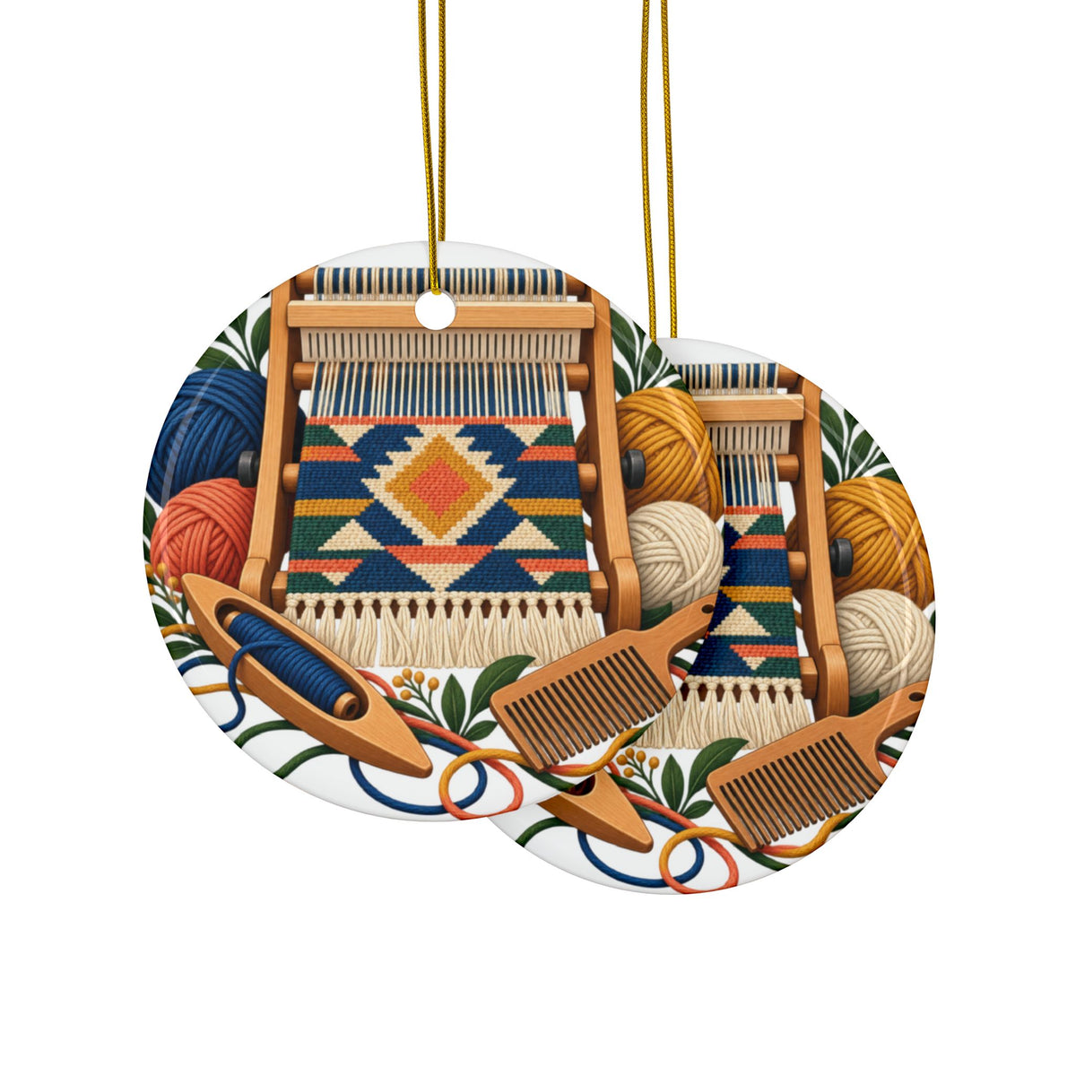 Geometric Hand Weaving Workshop Round Ornament