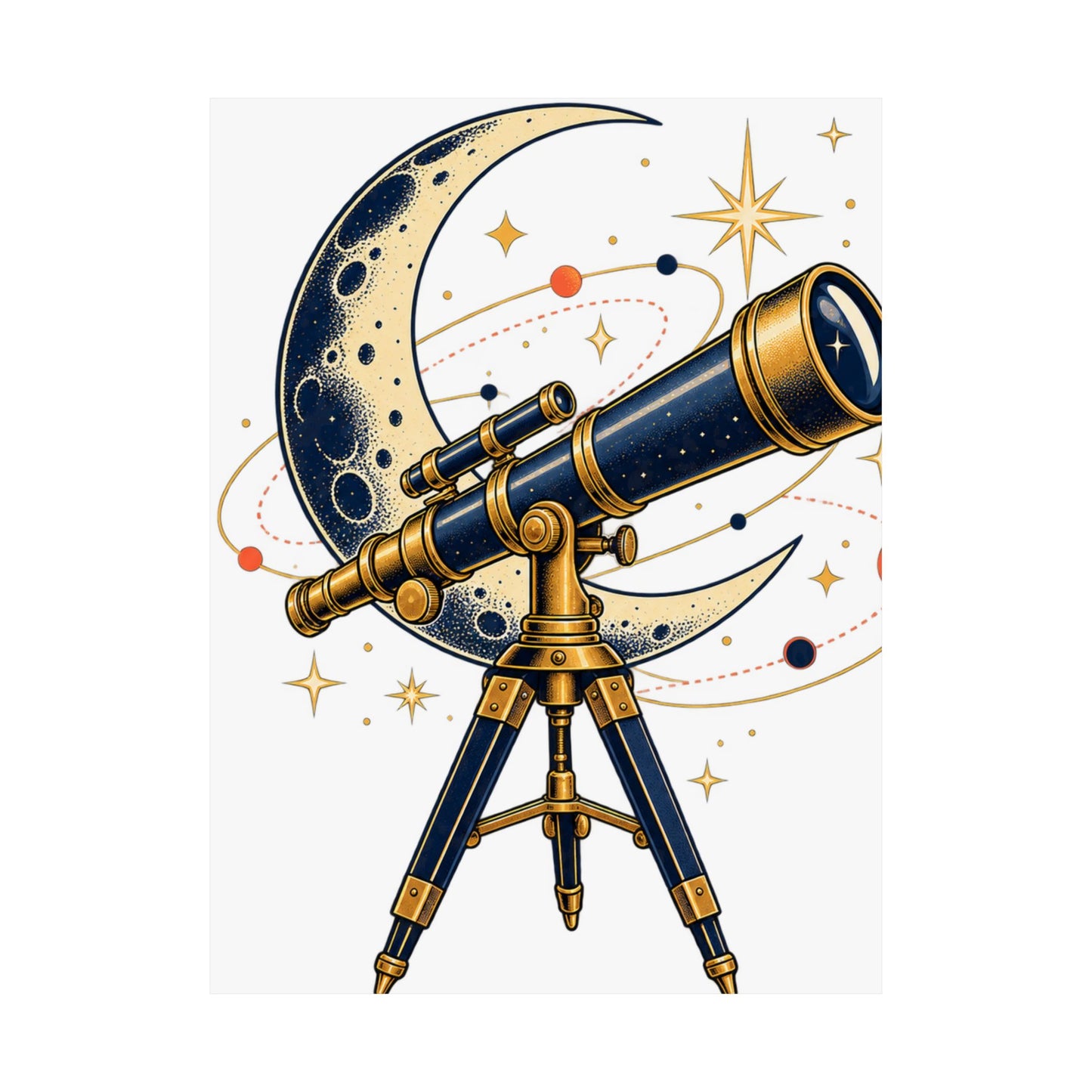 Vintage Telescope Celestial Astronomy Poster