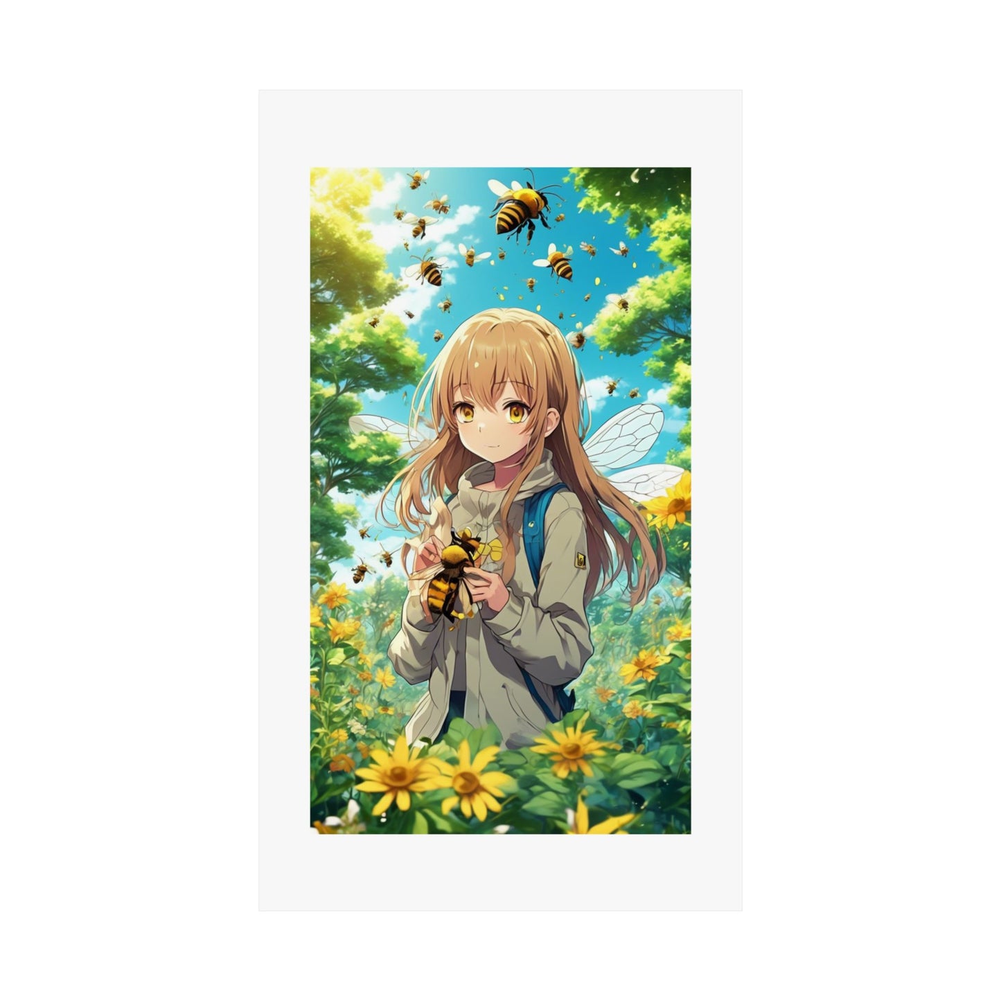 Bee Fairy Garden Anime Nature Art Poster
