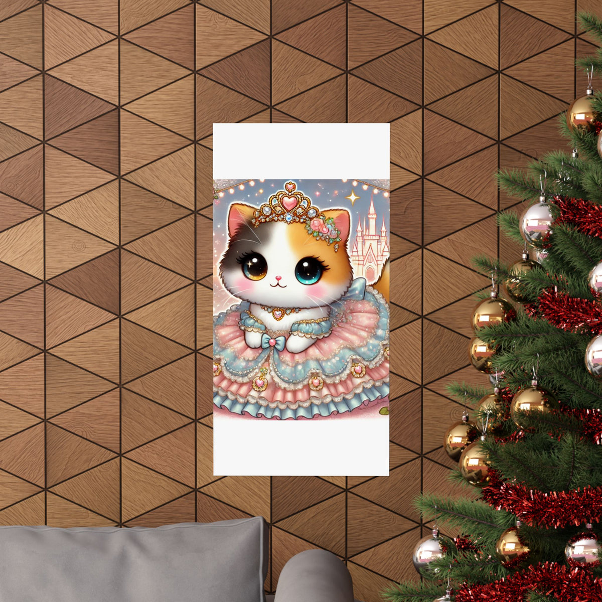 Pastel Princess Calico Cat Fantasy Wall Art Poster