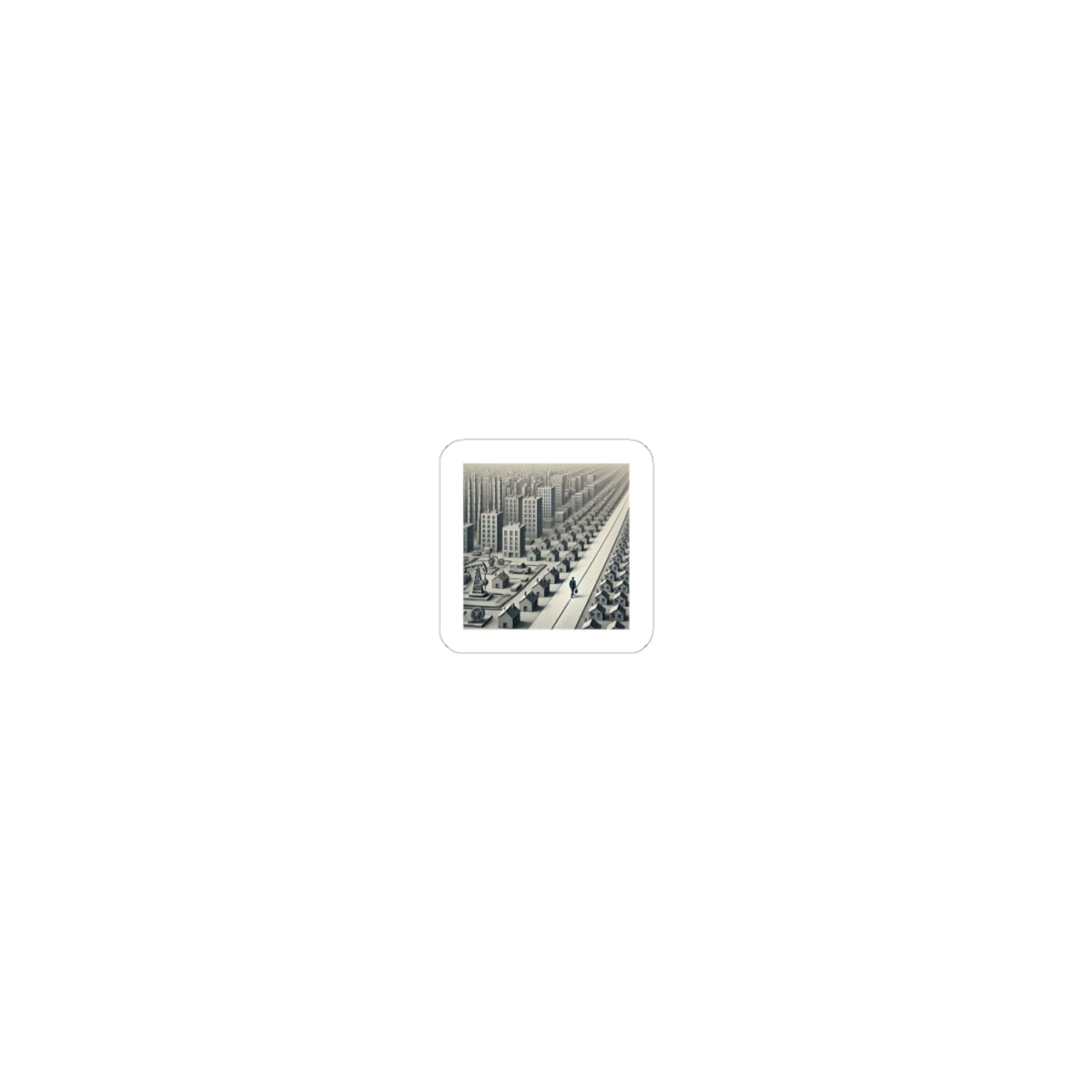 Monochrome Urban Factory Cityscape Sticker for Laptop Gear Gift