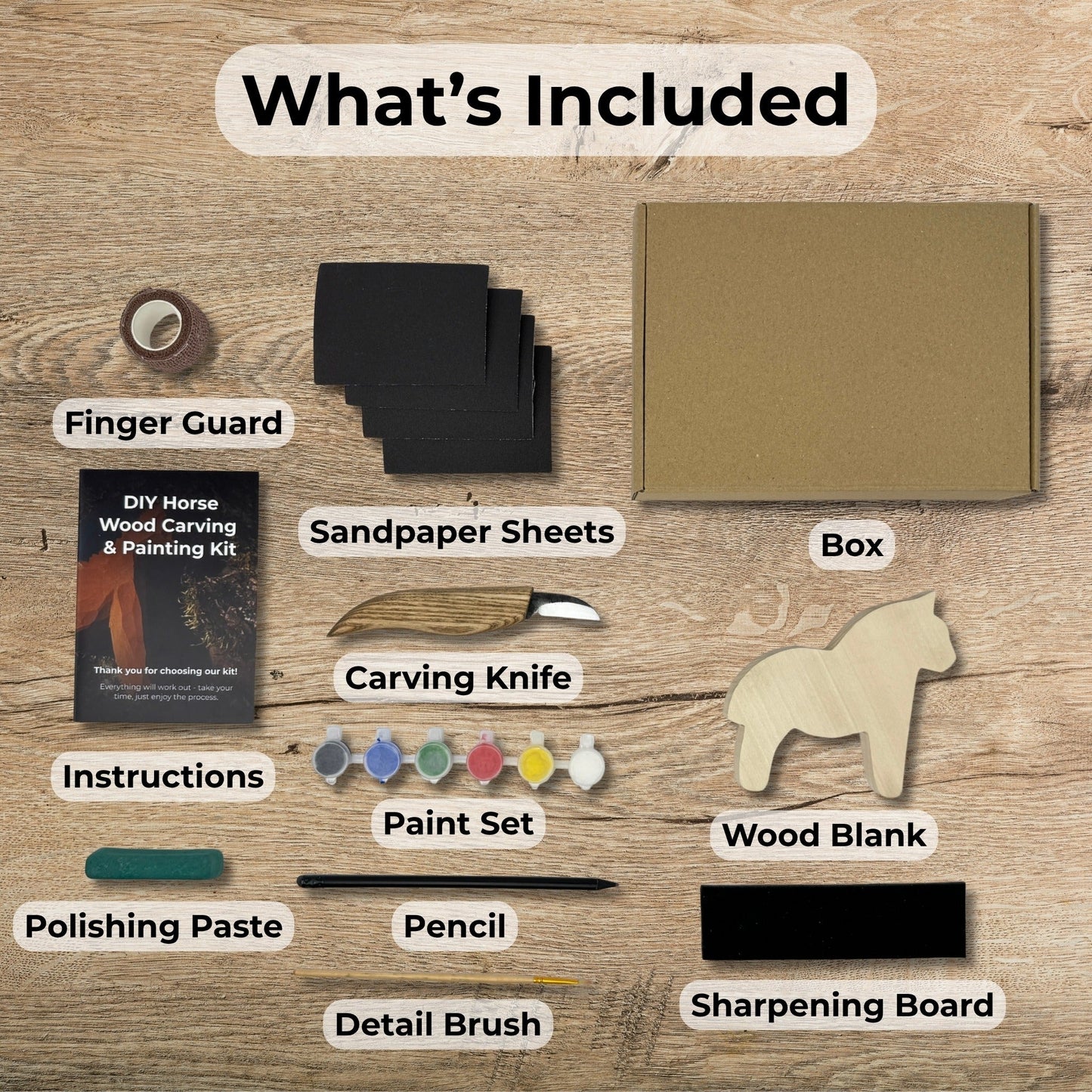 DIY Horse Wood Carving & Painting Kit