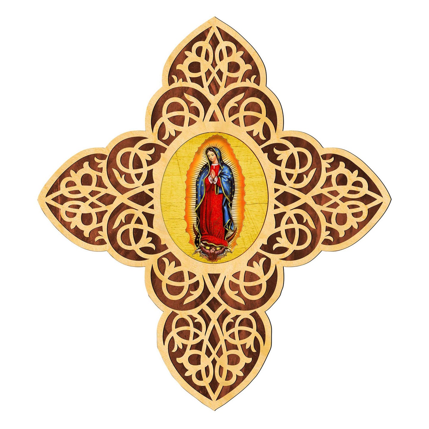 Lady of Guadalupe Filigree Wooden Cross by Museum Icons - Inspirational Icon Decor - 88432