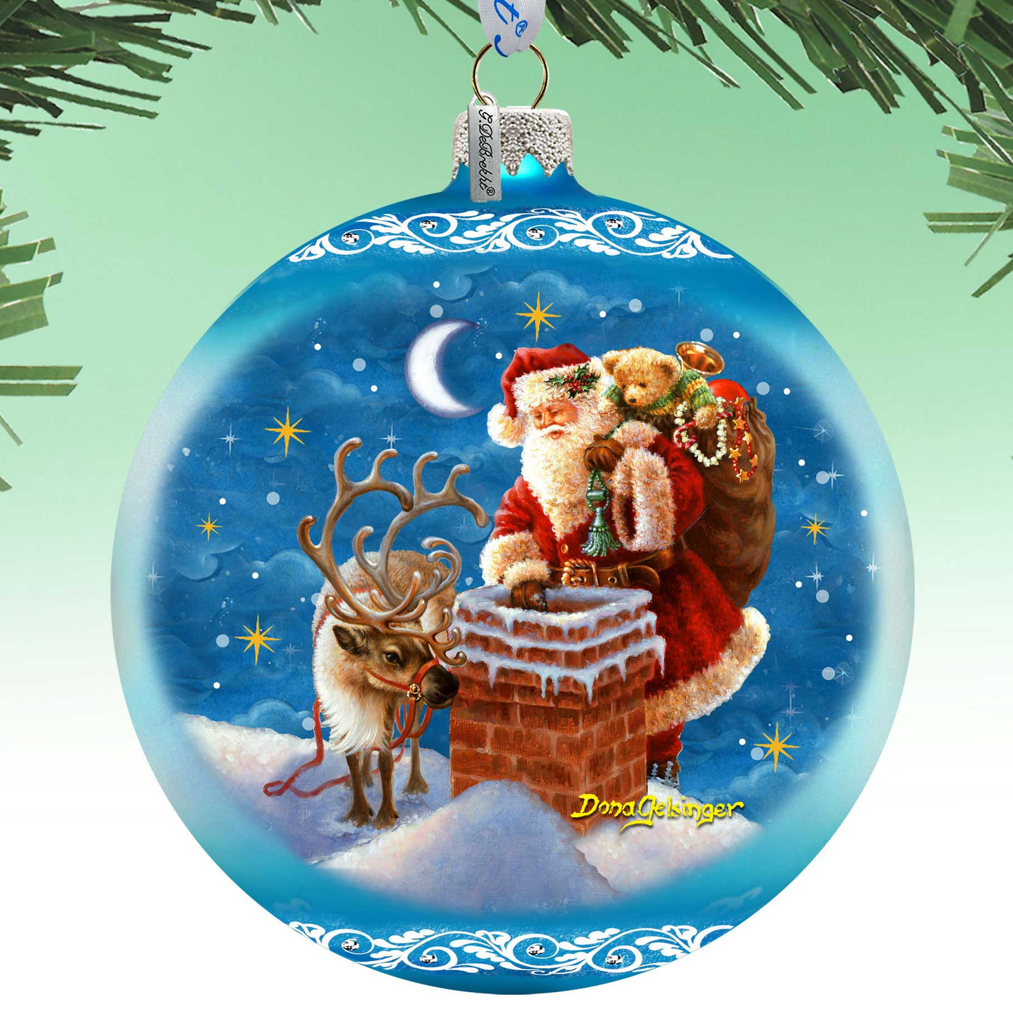 Christmas Arrival Lg Glass Ornament in Blue by Gelsinger - Christmas Decor - 73921B-DG