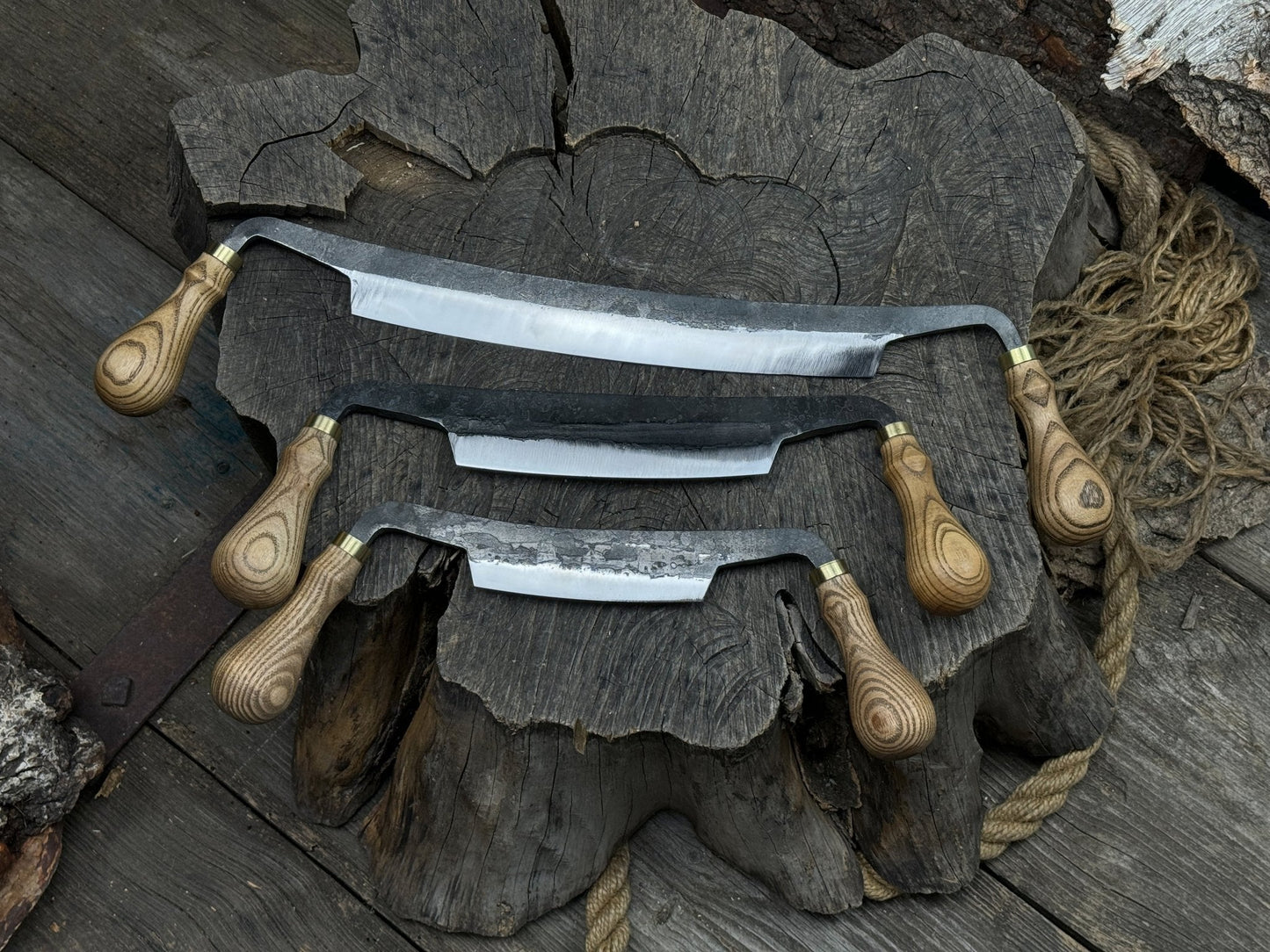 3-Piece Curved Drawknife (Palm Handles) Set