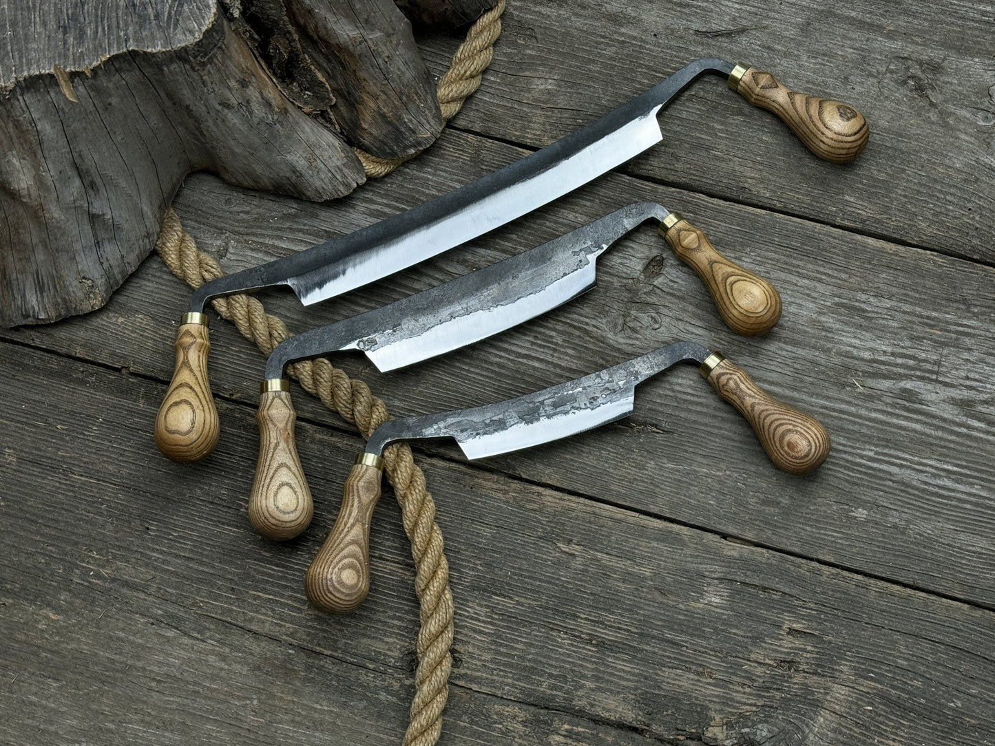 3-Piece Curved Drawknife (Palm Handles) Set