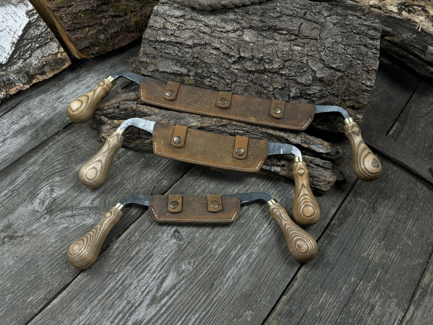 3-Piece Curved Drawknife (Palm Handles) Set