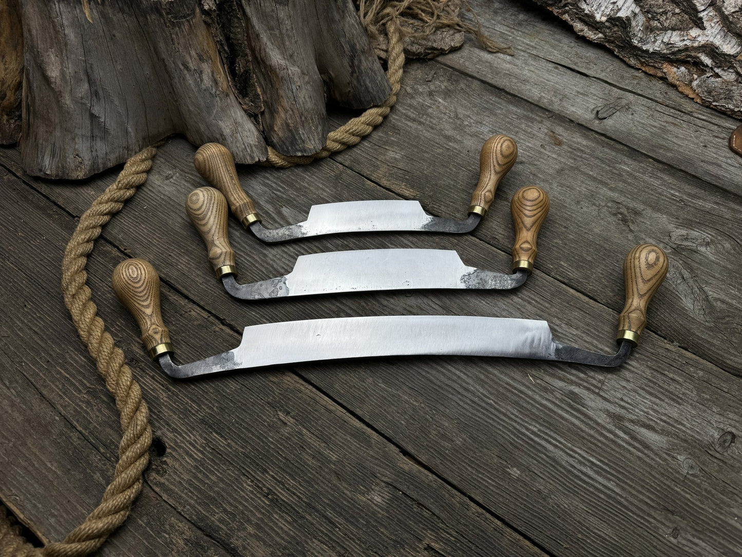 3-Piece Curved Drawknife (Palm Handles) Set