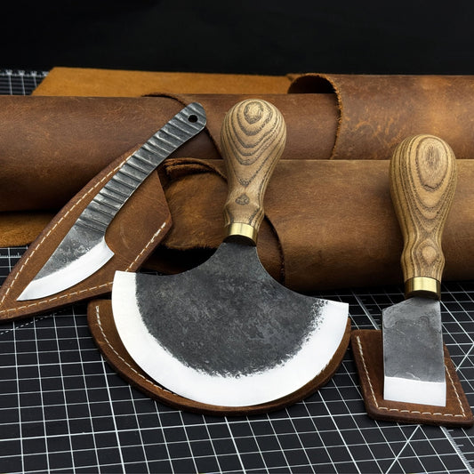 3-Piece Leatherworking Knife Set with Leather Sheaths