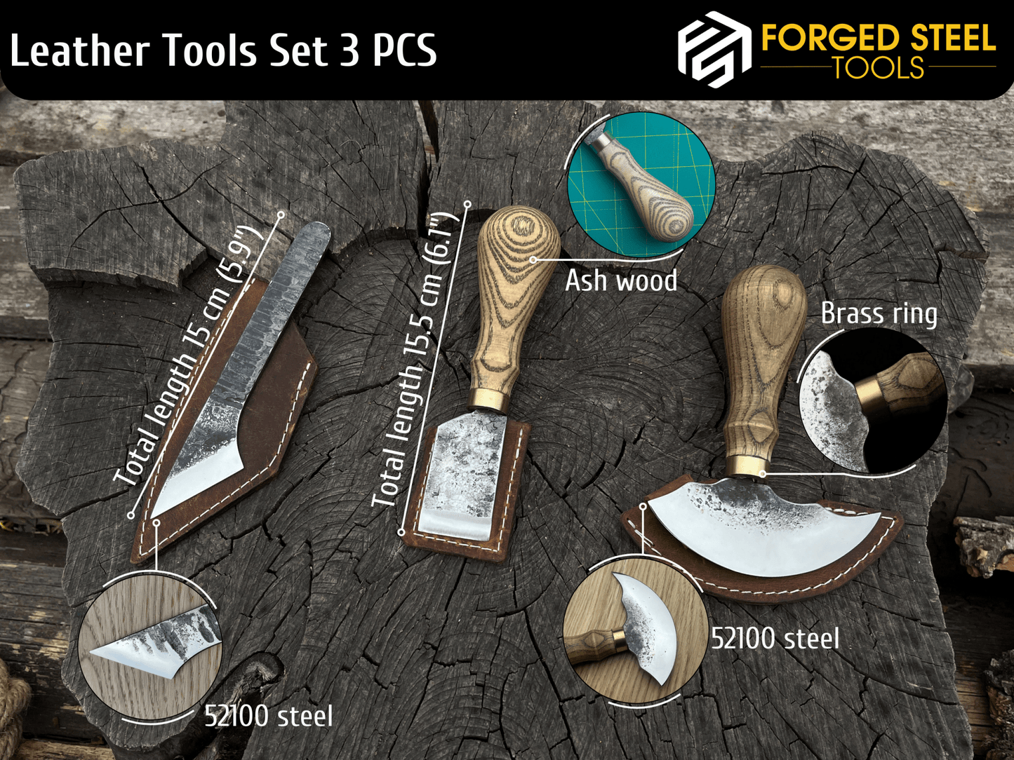 3-Piece Leatherworking Tool Set