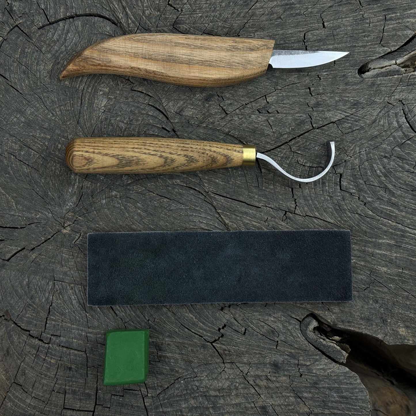 3-Piece Spoon Carving Set – Whittling Knife, Hook Knife & Sharpening Strop
