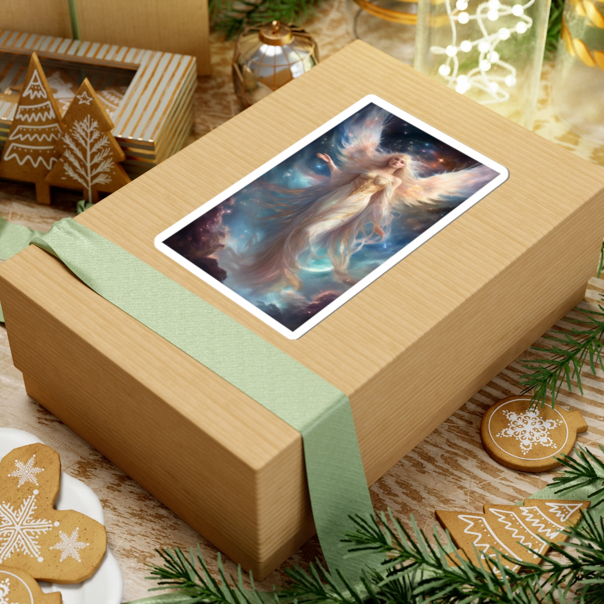 Celestial Winged Heroine Fantasy Portrait Sticker