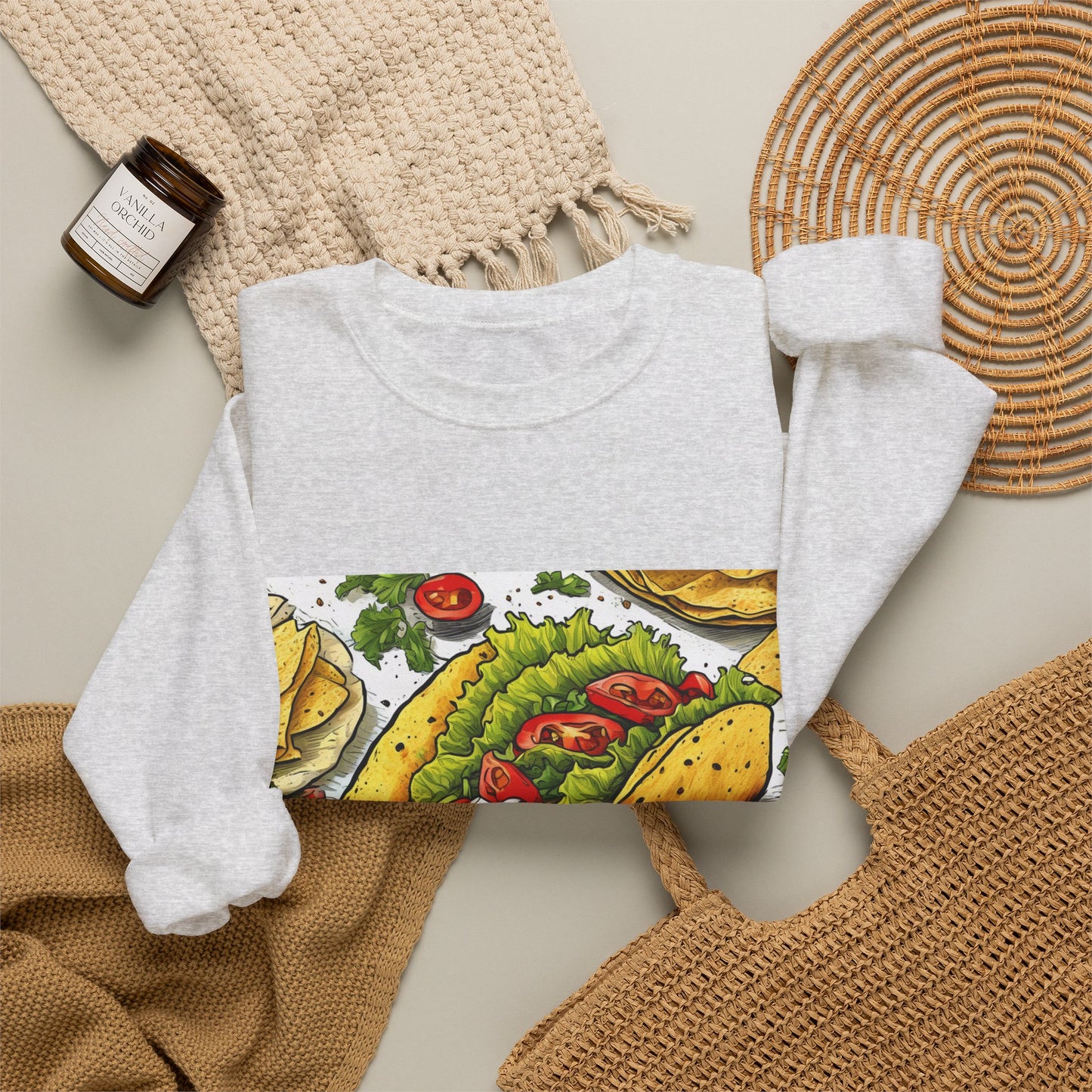 Bold Taco Illustration Foodie Gift Art Sweatshirt