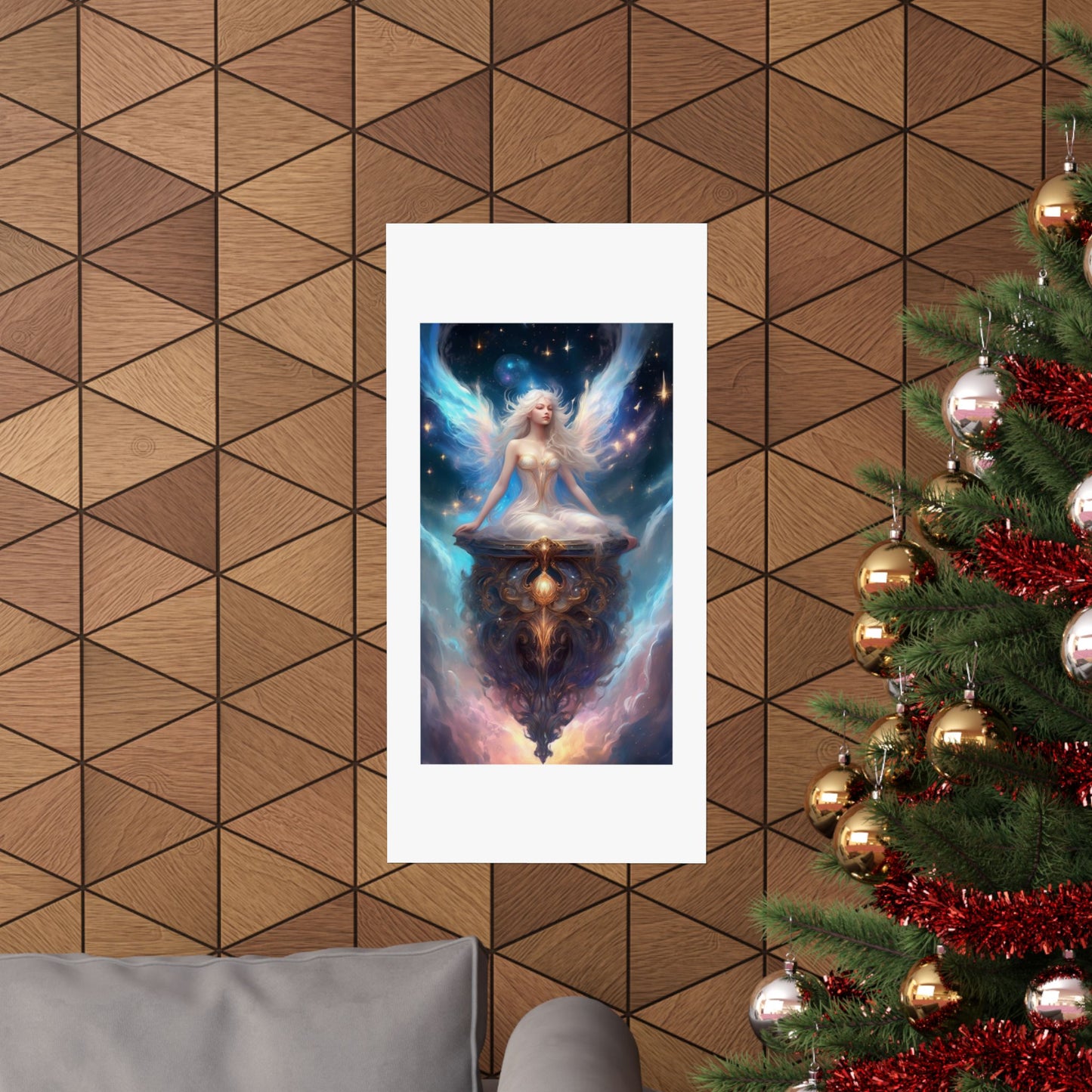 Celestial Winged Meditation Fantasy Portrait Poster