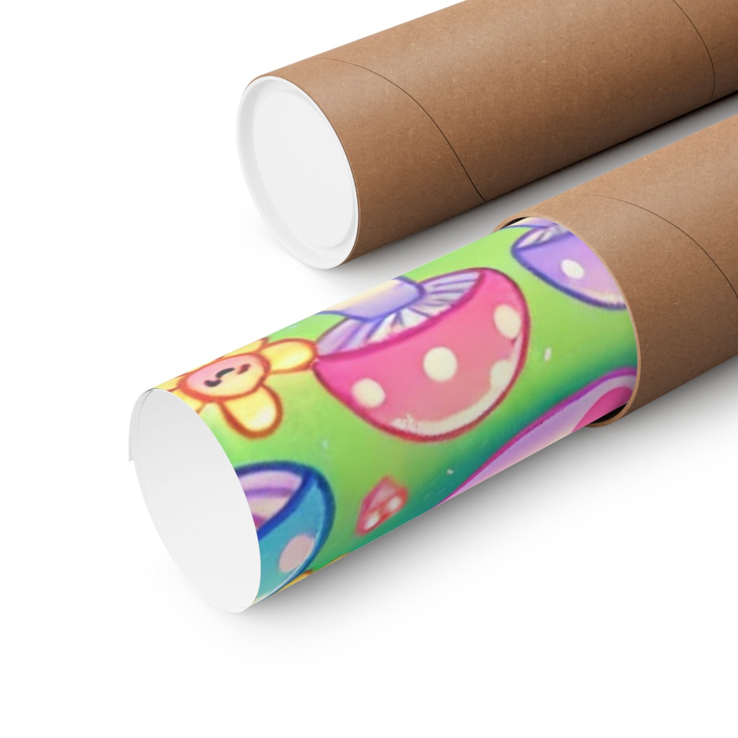 Pastel Panda and Bunny Rainbow Garden Wall Art Poster