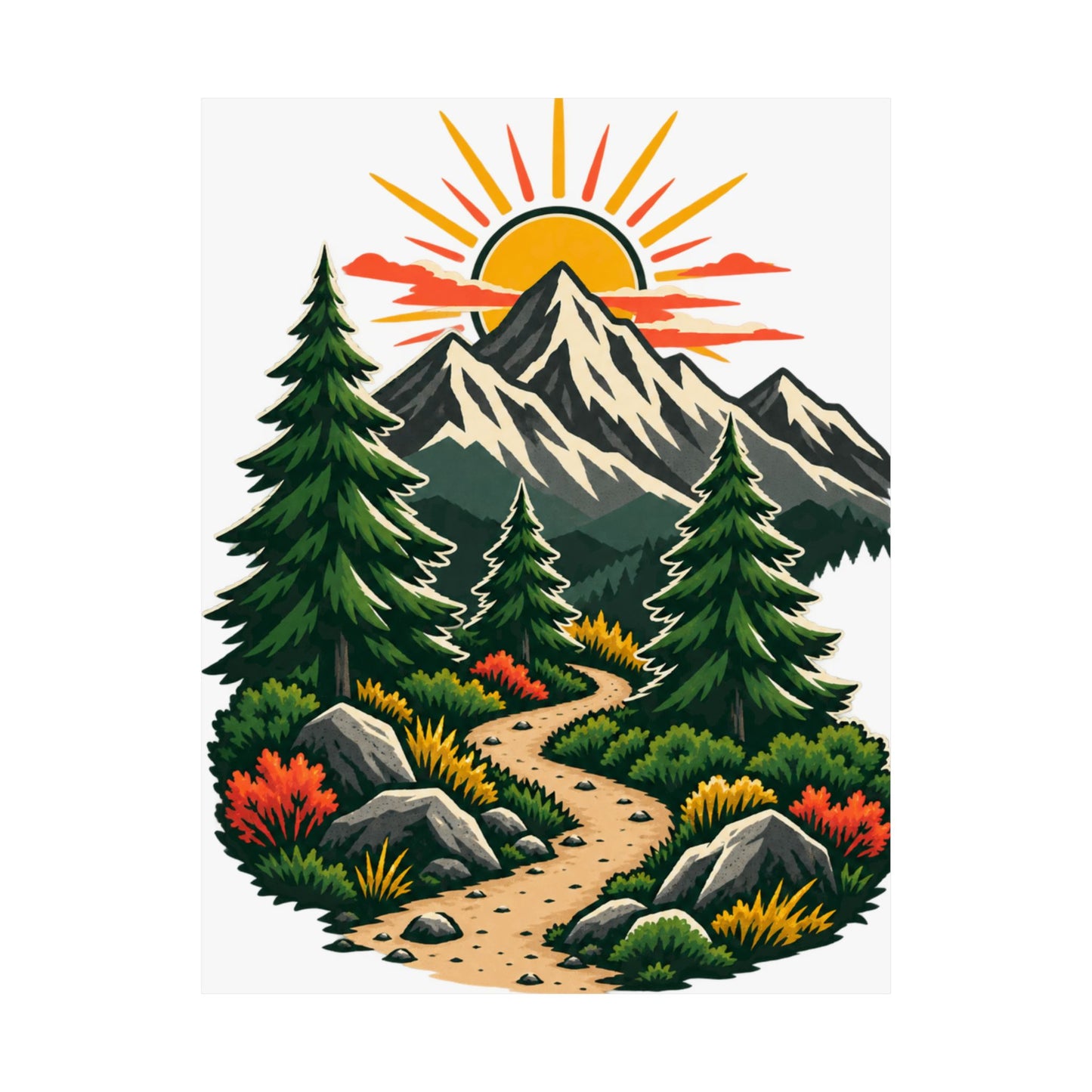 Sunrise Mountain Trail Outdoor Adventure Poster