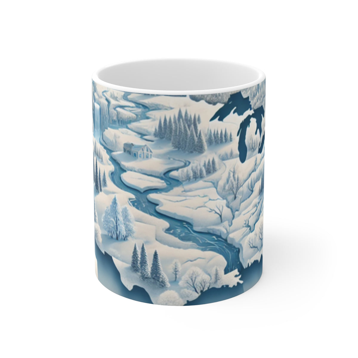 Winter USA Dreamscape Snowy Map Coffee Mug Travel Gift