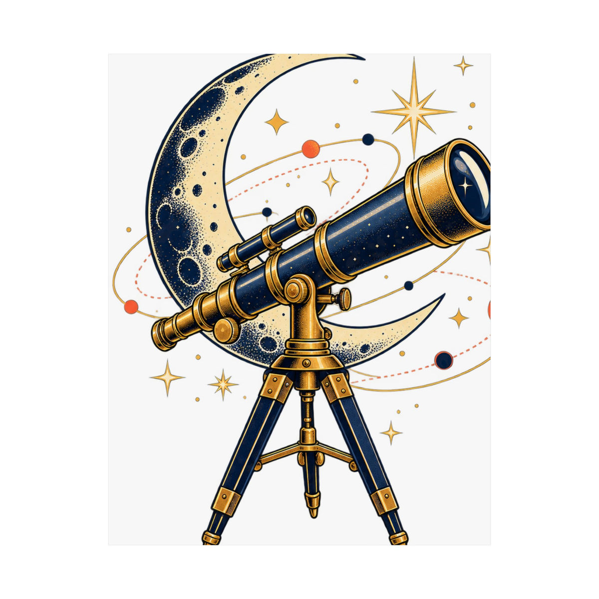Vintage Telescope Celestial Astronomy Poster