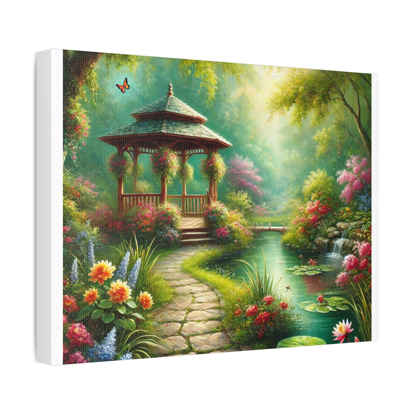 Spring Garden Gazebo Floral Landscape Canvas