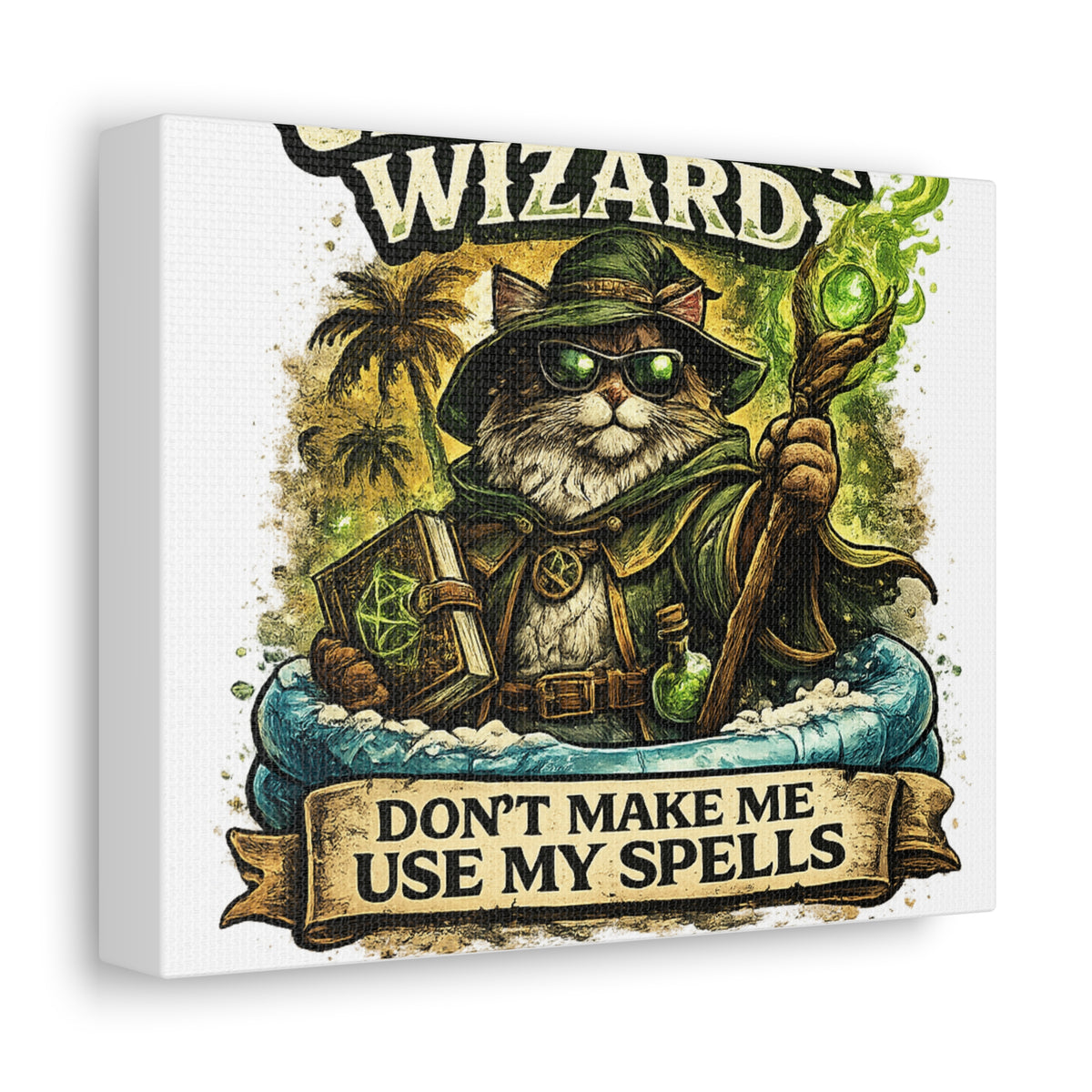 Crazy Cat Wizard Funny Fantasy Magic Canvas Art