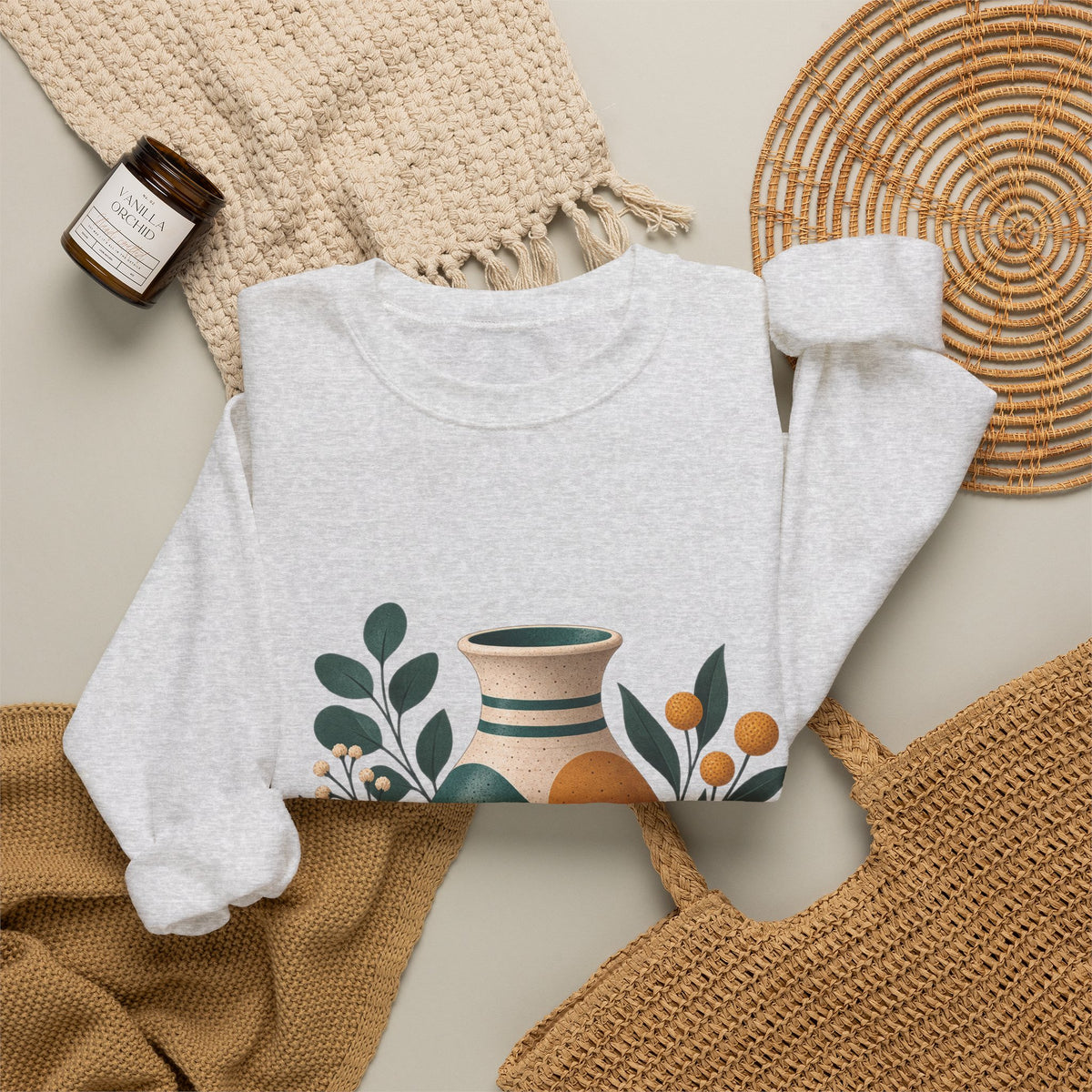Midcentury Pottery Botanical Art Sweatshirt