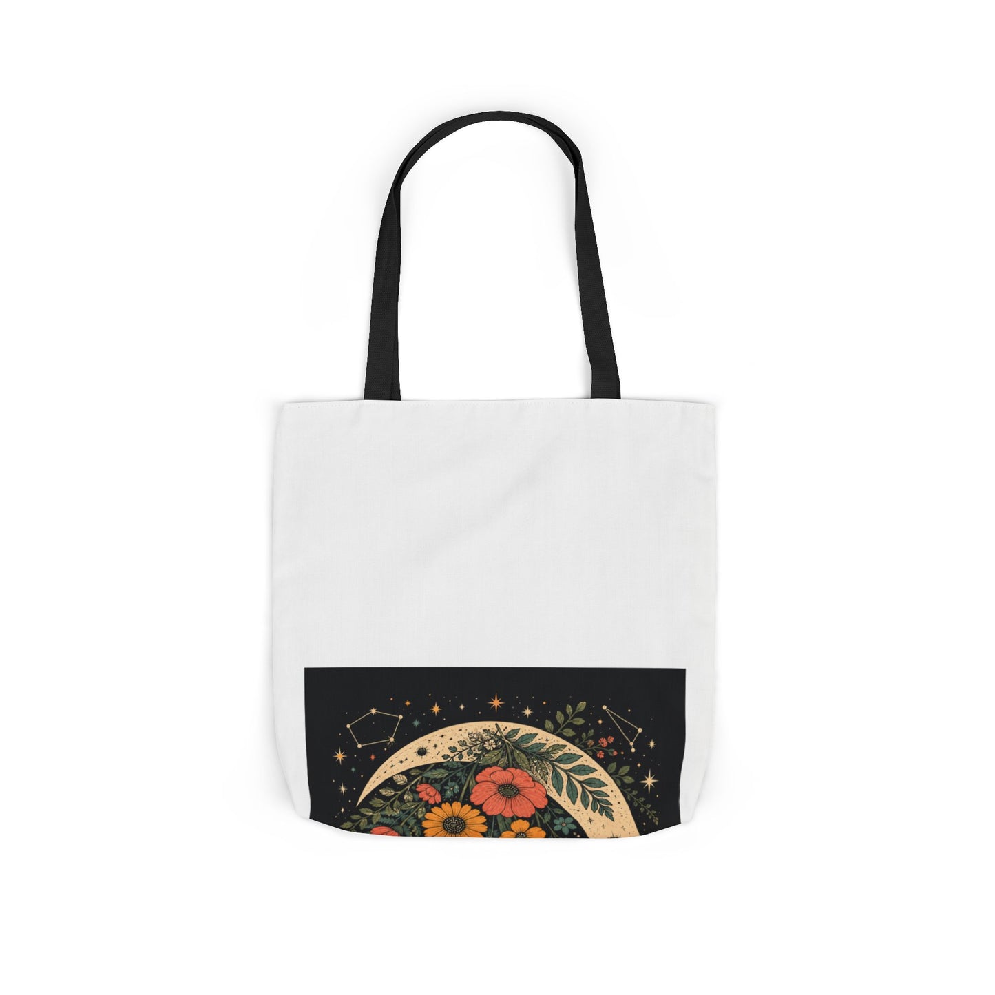 Celestial Wildflower Crescent Moon Botanical Tote Bag
