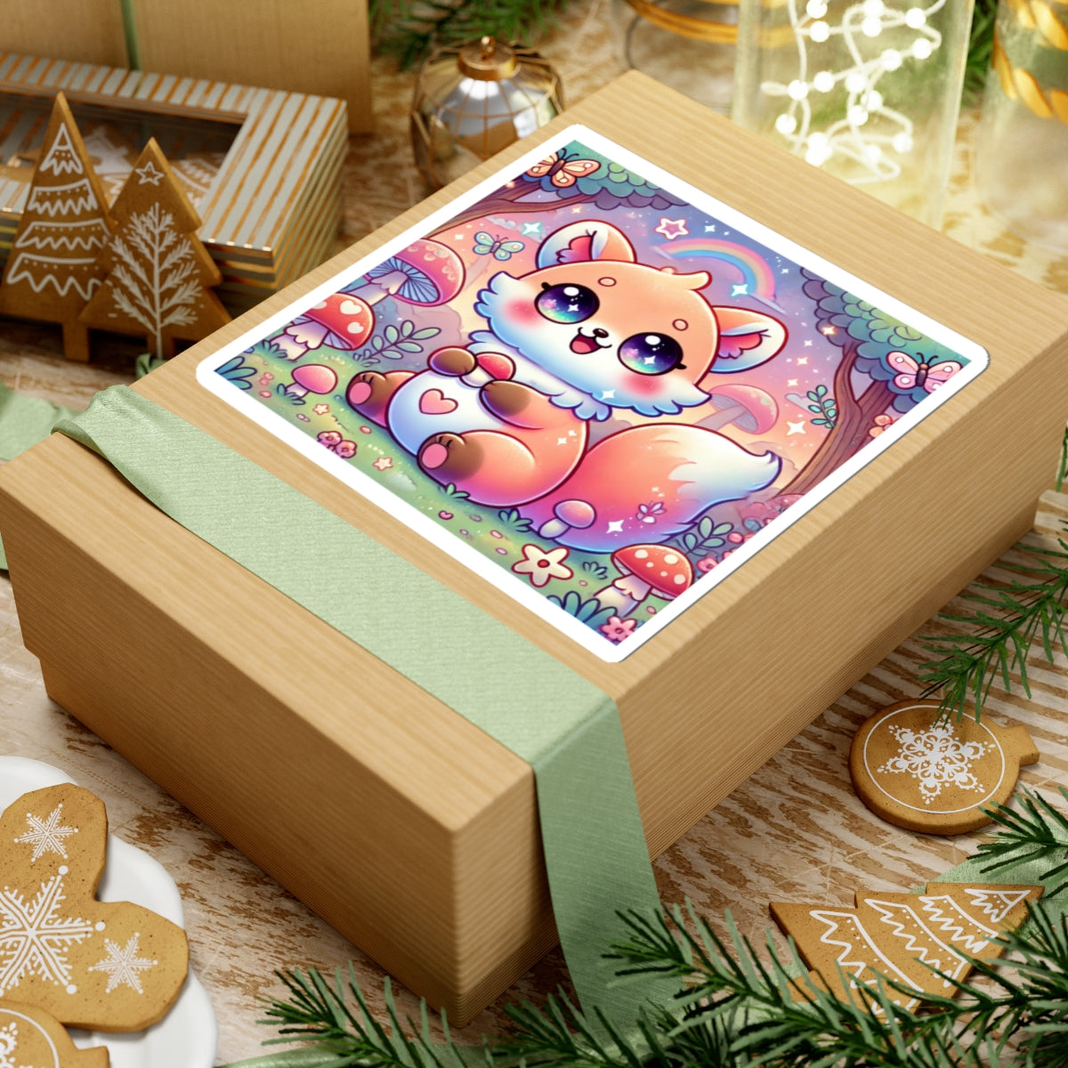 Pastel Woodland Fox Mushroom Kawaii Sticker