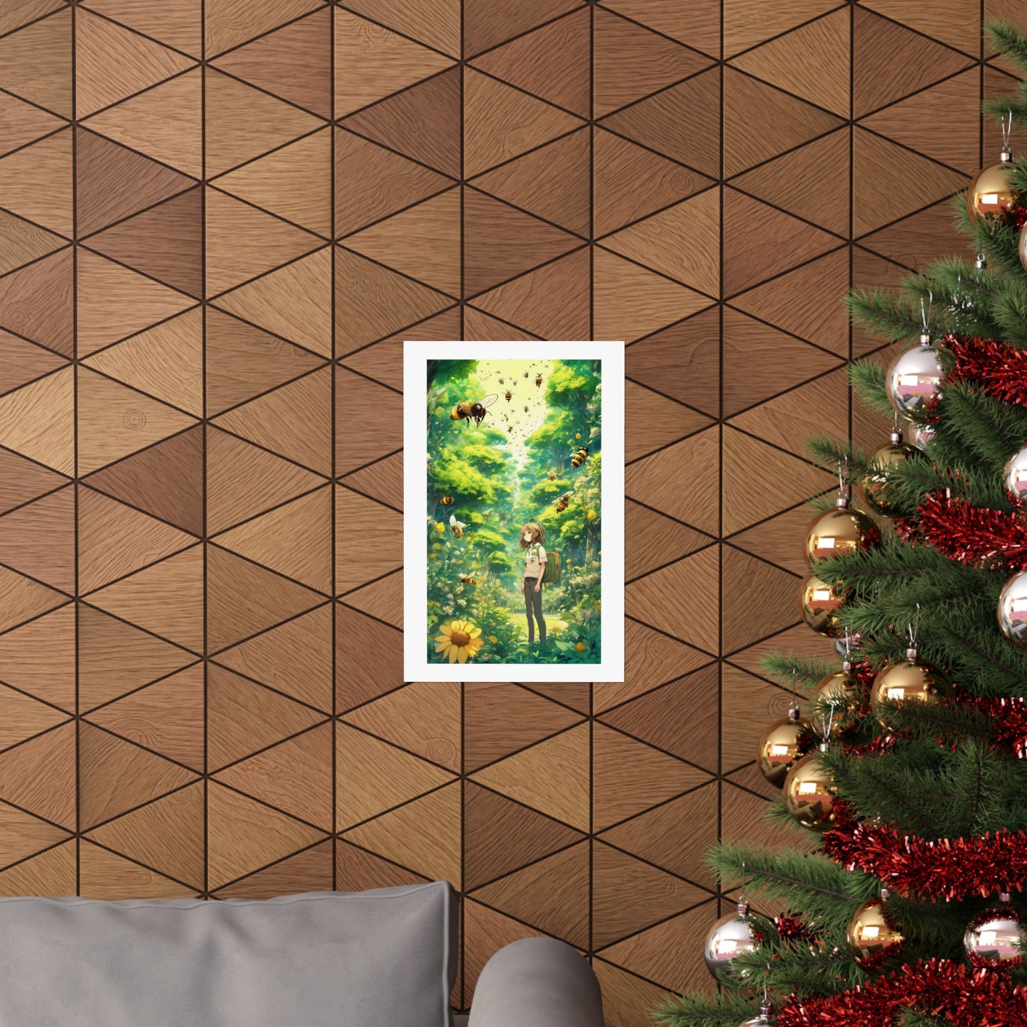 Bee Garden Explorer Anime Nature Art Poster