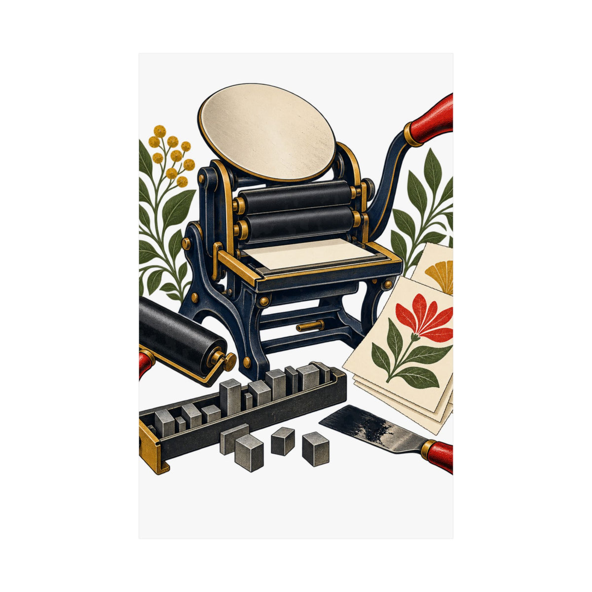Botanical Letterpress Printshop Poster