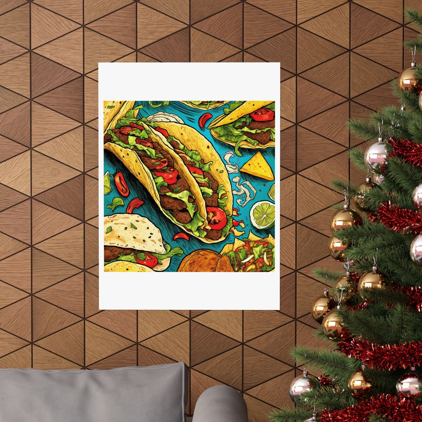 Taco Party Pattern Foodie Gift Art Poster