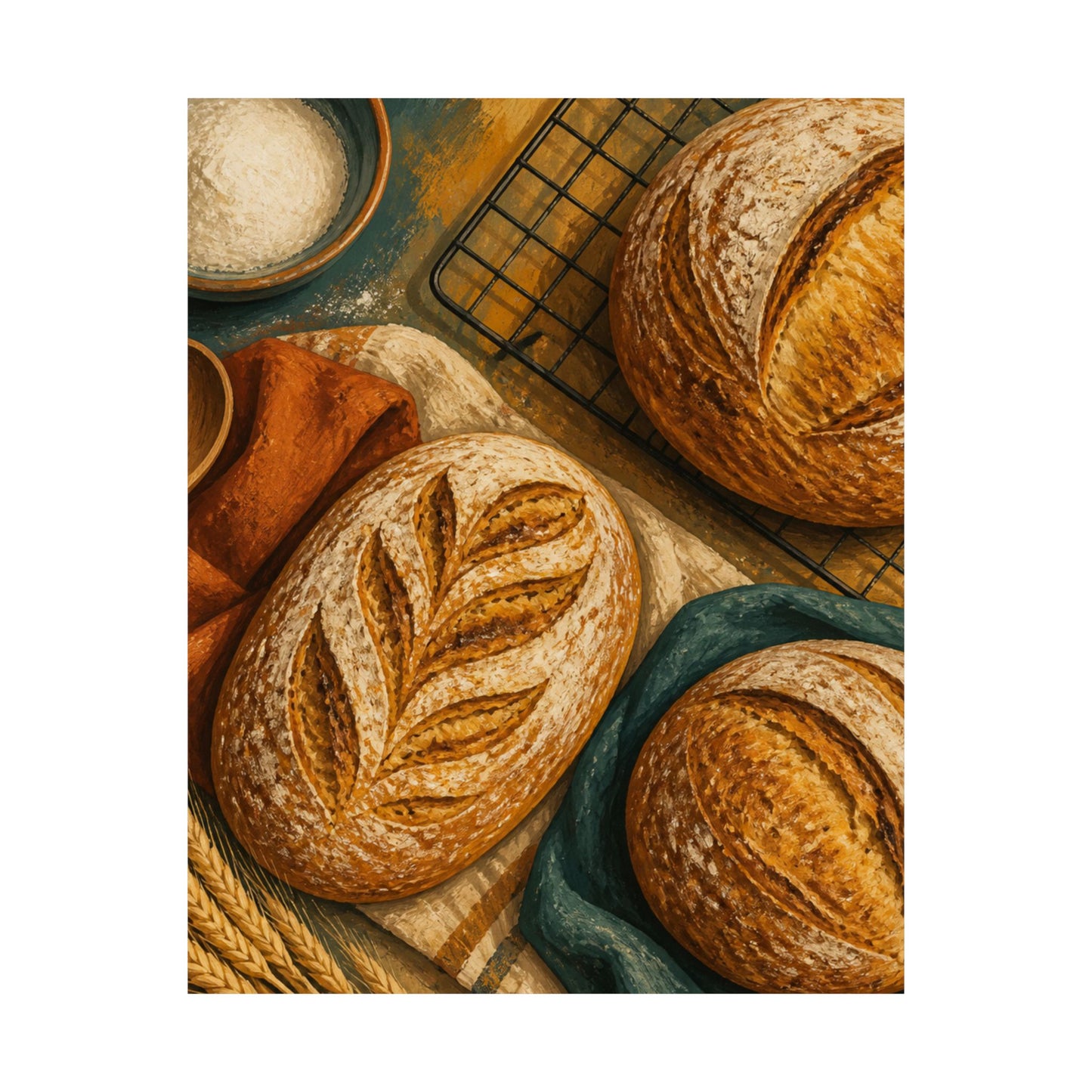 Artisan Bread Baking Still Life Poster