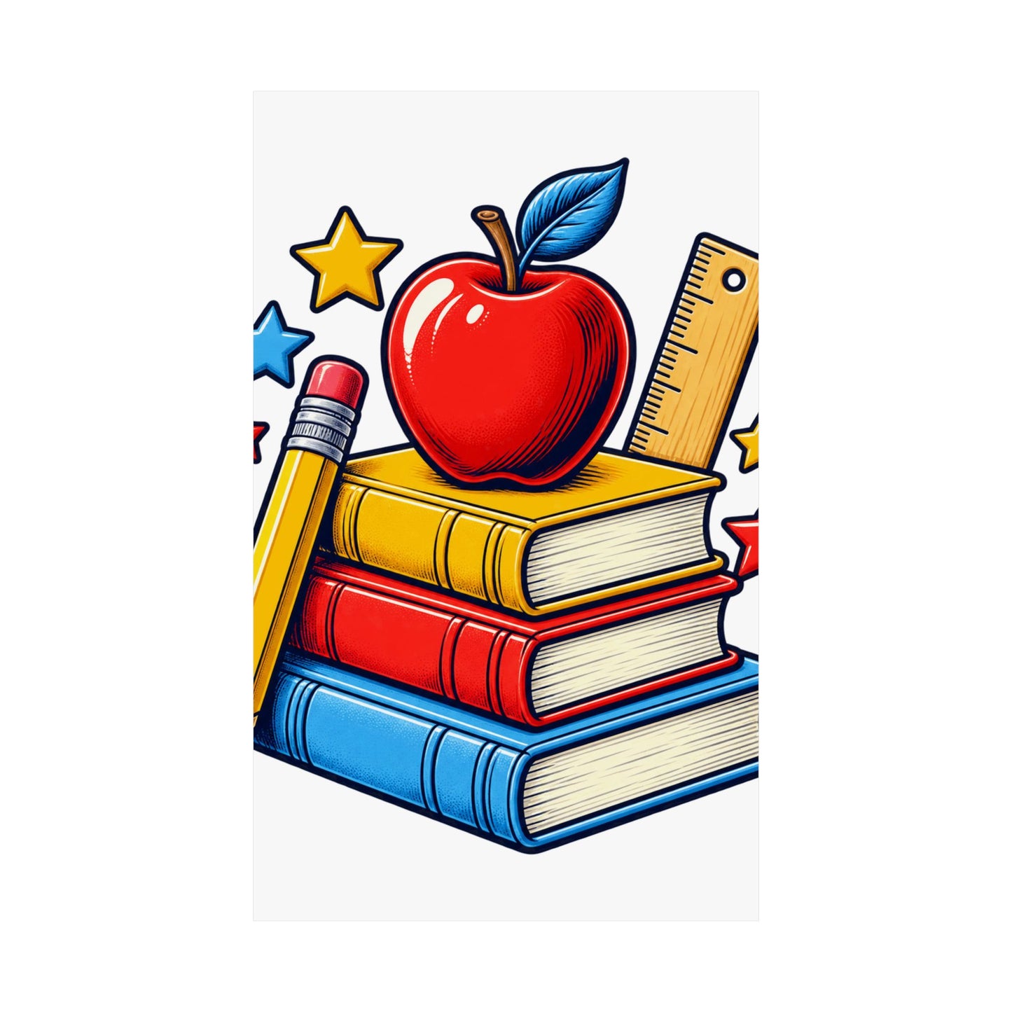 Retro School Books Apple Teacher Appreciation Art Poster
