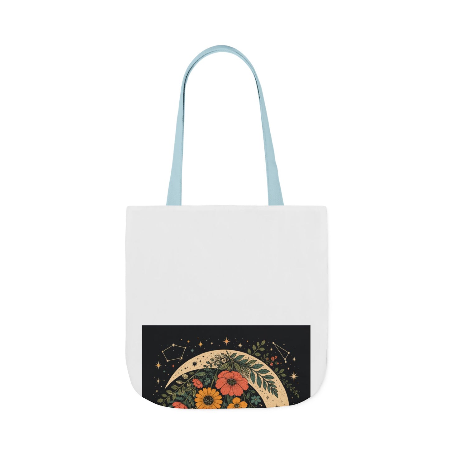 Celestial Wildflower Crescent Moon Botanical Tote Bag