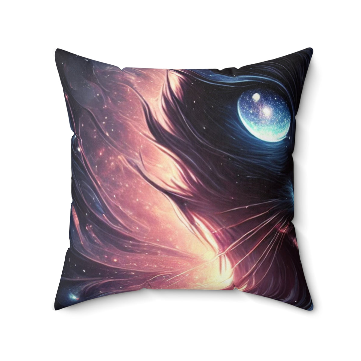 Cosmic Black Cat Galaxy Celestial Decorative Pillow