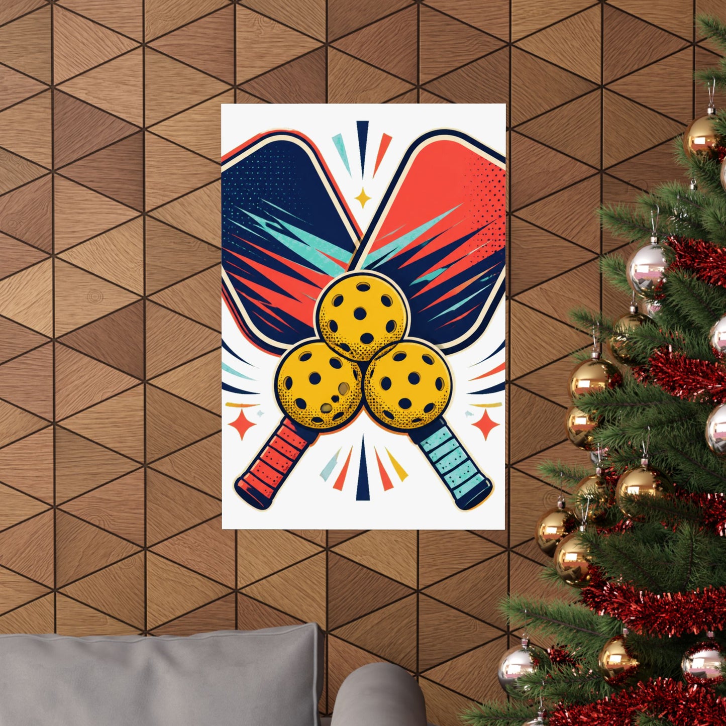 Retro Pickleball Paddles Recreational Sports Art Poster