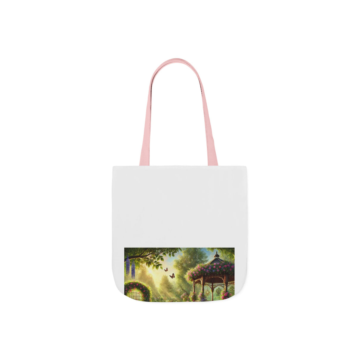 Sunlit Rose Gazebo Cottage Garden Canvas Tote Bag